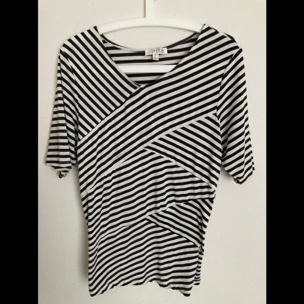 💚KENAR STRIPED SHIRT TOP  SIZE XL  BLACK/WHITE